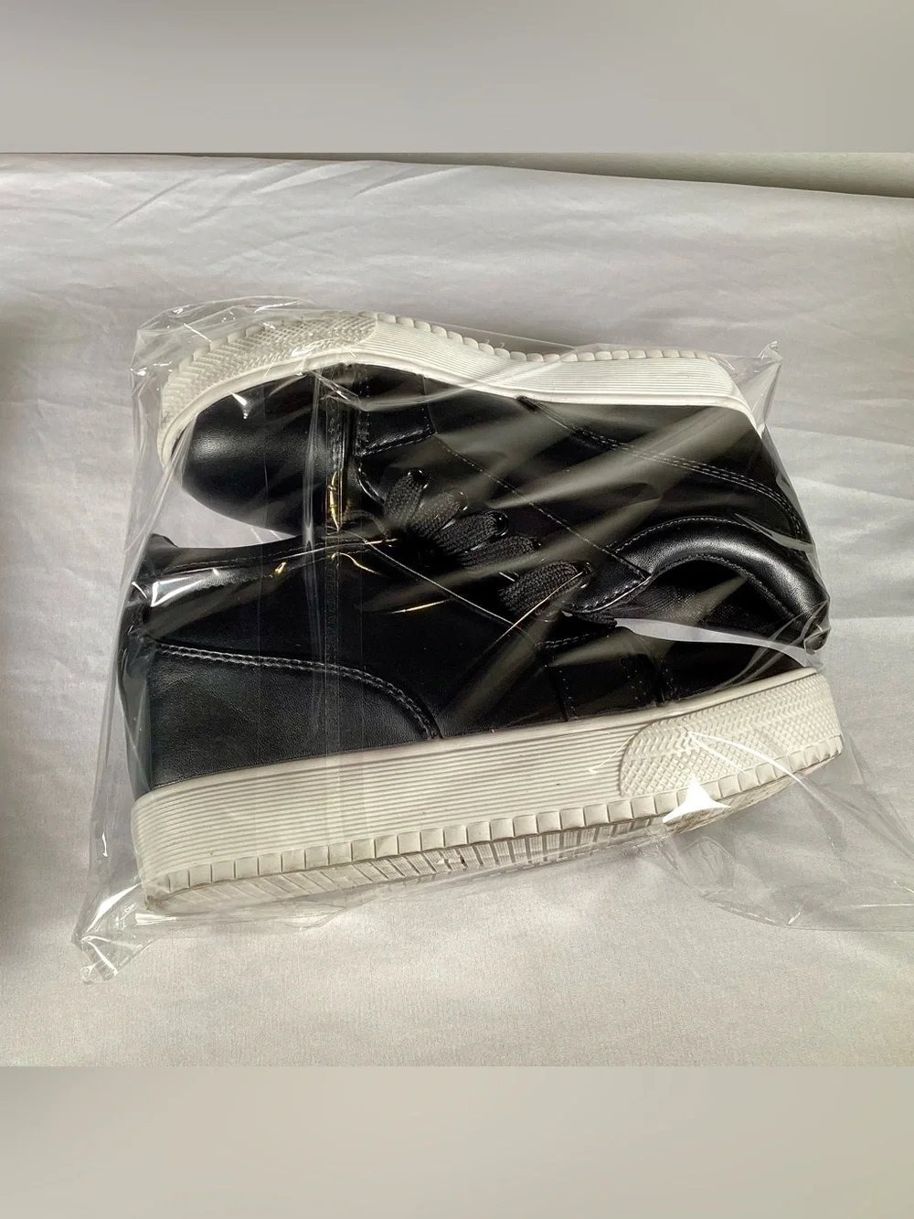 Women’s Black wedge sneakers with hidden heel ankle high platforms